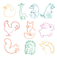Vector set of funny cartoon animals