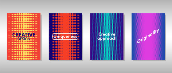 Colorful set of unique halftone covers for your projects