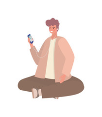 Boy with smartphone vector design