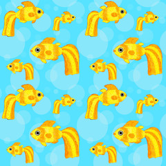 Fototapeta na wymiar Hand drawn seamless pattern, fishes , hand painted paper, scrapbooking, sea style, wall paper design, kids textile, sea animal ornament, cartoon fishes, 