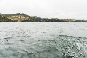 Landscape of the largest lake in Colombia, a cold and cloudy afternoon
