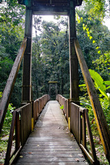 Hanging bridge leading to the Forest House (Maison de la Forêt) in Basse-Terre, Guadeloupe