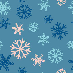 Naklejka na ściany i meble Seamless Winter Pattern Background with Snowflakes