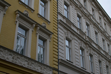 Fototapeta na wymiar Two similar buildings side by side in Budapest