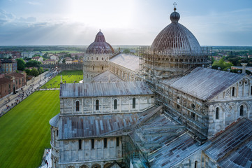 Duomo di Pisa view from Pisa tower. Landmarks of Toscana province, Italy.
