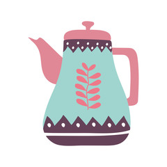 tea or coffee kettle flat style icon vector design