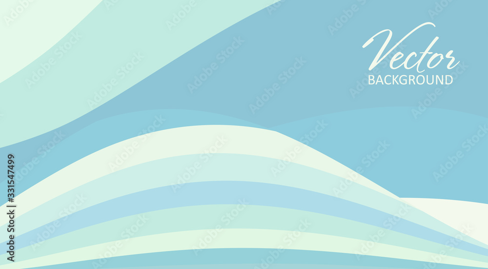 Poster wavy light blue and mint background. simple vector pattern