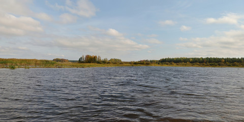 Autumn fishing in Karelia, nature and landscapes of Karelia. Beautiful panorama.