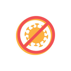 Coronavirus Icon with Red Prohibit Sign. Stop pandemic virus.