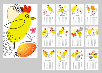 Calendar for 2017 vector template