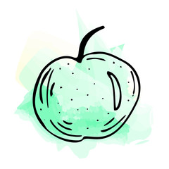 Obraz premium Imitation of watercolor paint. Bright and juicy illustration of a green apple on a white background.