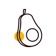 Isolated avocado fruit half line half color style icon vector design