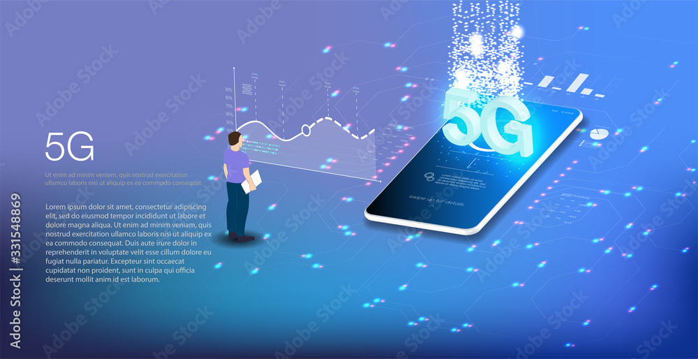 Aufkleber 5g new wireless internet wifi connection. big data binary code flow numbers. global network high spe