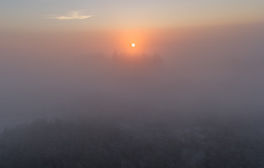 Foggy Landscape Czech Republic Bohemia