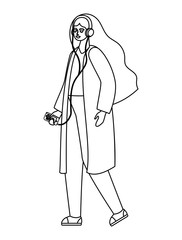 Girl with smartphone vector design