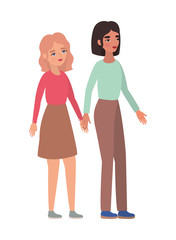 Women holding hands vector design