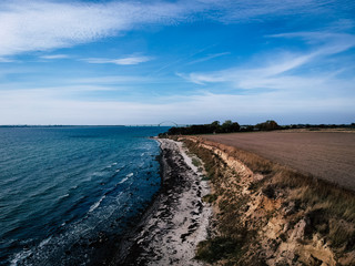 drone shot of the cliffs in wulfen on fehmarn germany