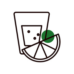 drink cup with lemon half line half color style icon vector design