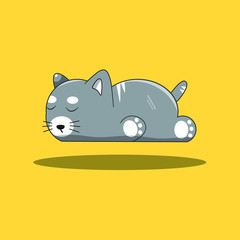 Cat animal fall asleep because of virus simple vector