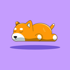 Dog animal fall asleep because of virus simple vector