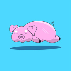 Pig animal fall asleep because of virus