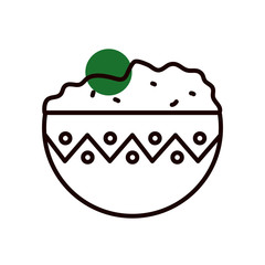 Mexican guacamole bowl half line half color style icon vector design