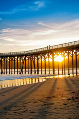 Fototapeta na wymiar Sunset at the Beach, Ocean, Pier