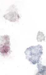 Watercolor painted background with blots and splatters. Brush stroked painting. 2D Illustration.