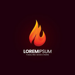 Fire flames gradient logo design template