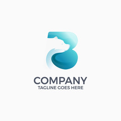 letter b polar bear logo design template