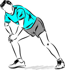 fitness man stetching legs vector illustration