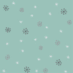 Fototapeta premium Vector Seamless Winter Pattern Background with Snowflakes on color Background. Can be used for textile, parer, scrapbooking, wrapping, web and print design