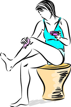 pretty woman applying body cream vector illustration