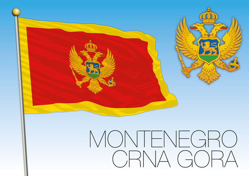 Montenegro official national flag, Europe, vector illustration