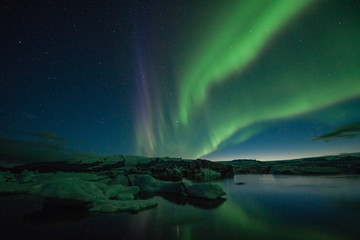 Jökulsarlon Glacier Lagoon Iceland Nordern Light