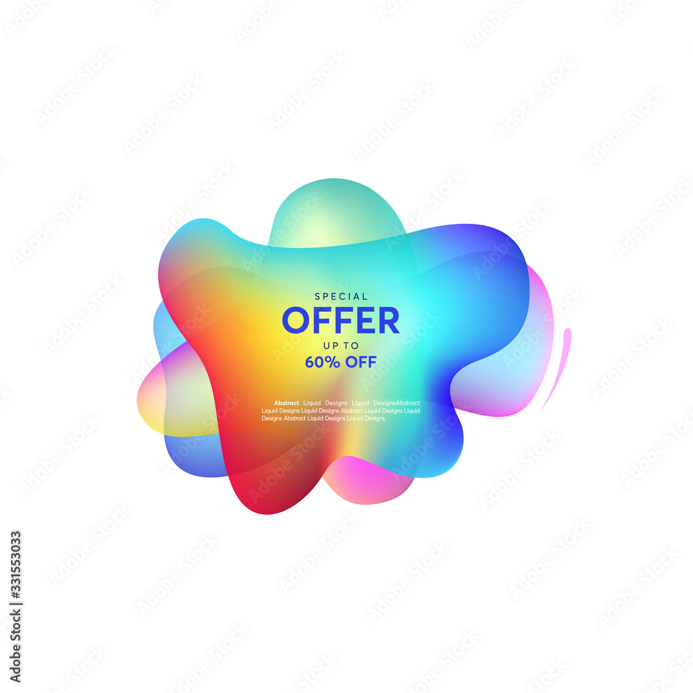 Wall mural abstract liquid shape. fluid design, abstract modern graphic elements. dynamical colored forms and l