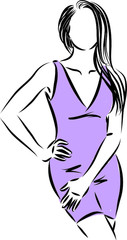 pretty woman modeling dress vector illustration