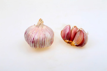 The garlic is on a white background