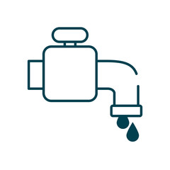 water faucet and drops icon, line style