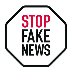 Stop Fake News and disinformation in the media sign. Graphic design vector illustration typography