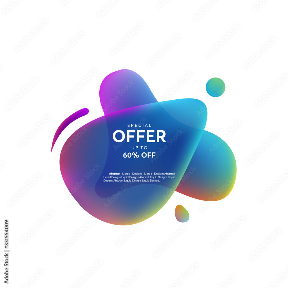 Sticker abstract liquid shape. fluid design, abstract modern graphic elements. dynamical colored forms and l
