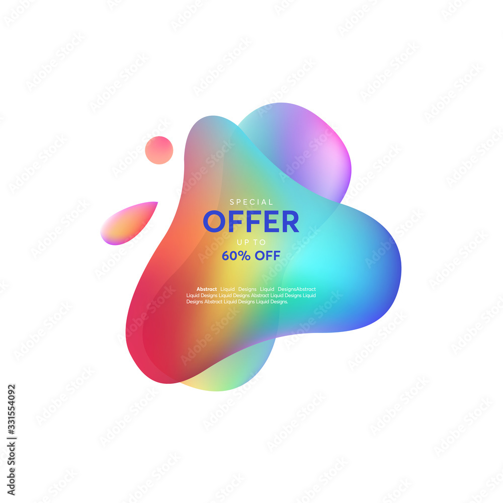 Wall mural abstract colorful liquid shape. fluid design, abstract modern graphic elements. dynamical colored fo