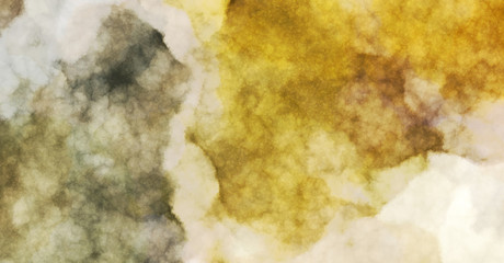 Watercolor painted background with blots and splatters. Brush stroked painting. 2D Illustration.