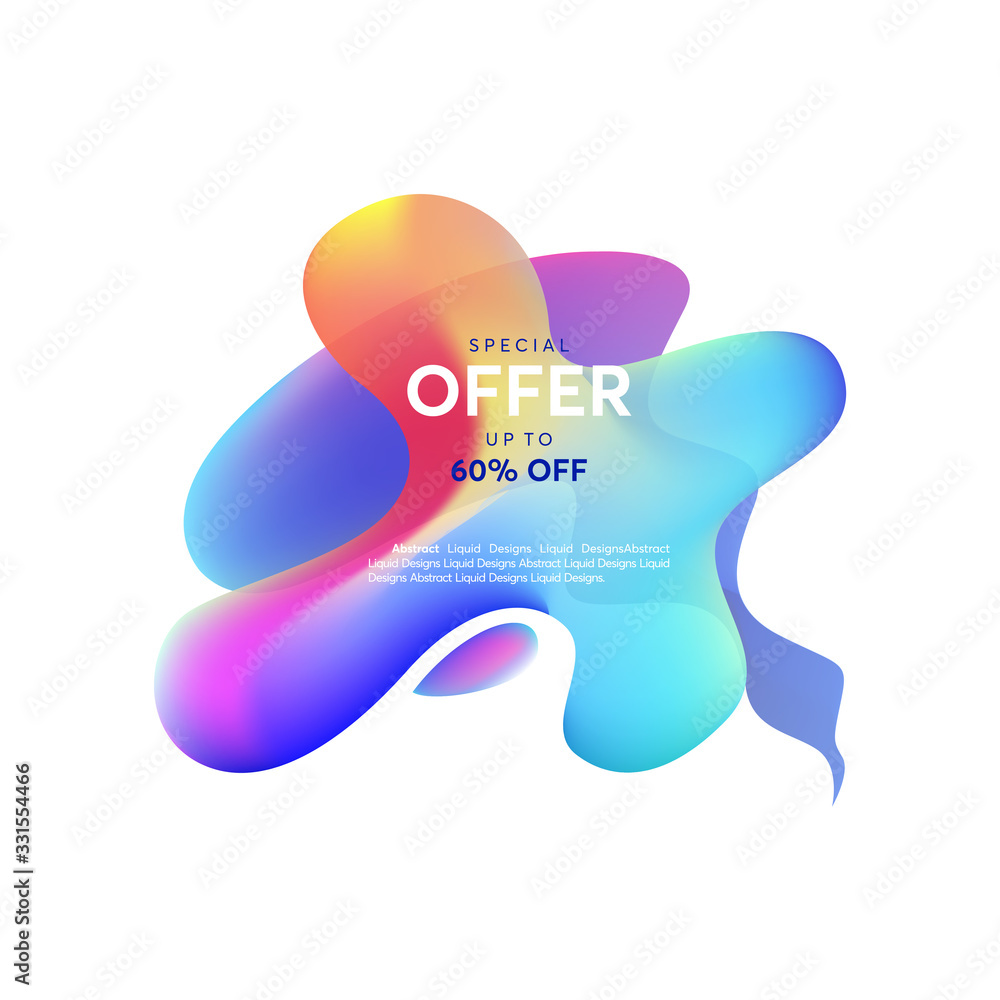 Sticker abstract liquid shape. fluid design, abstract modern graphic elements. dynamical colored forms and l