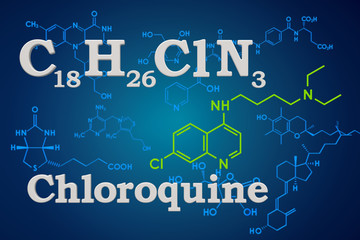 Fototapeta premium Chloroquine. Chemical formula, molecular structure. 3D rendering