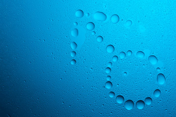 Gender man symbol in neon light background drops trend 2020 color Aqua menthe classic blue Lush lava, Flat lay top view copy space