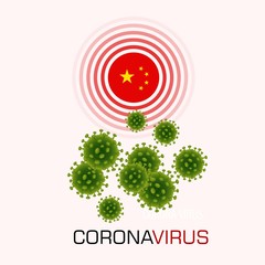 Illustration vector graphic of Alert corona virus outbreak with China flag on background. Wuhan virus disease. Corona Virus. Good for template background, banner, poster, etc.