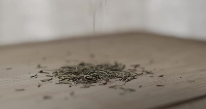 Spices on a chopping board