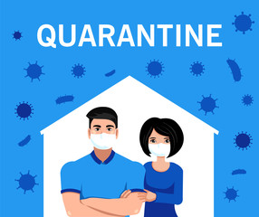 quarantine coronavirus. keep healthy at home. protection against COVID-19 infections and viruses. people are sitting at home in isolation. vector illustration