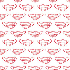 Surgical protective mask seamless pattern. Coronavirus COVID-19 quarantine vector illustration.